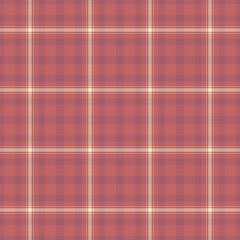 Fototapeta premium Pixel check tartan background, manufacture vector textile texture. Designer seamless pattern plaid fabric in red and orange colors.