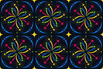 Colorful Fireworks Seamless Pattern