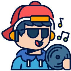 DJ Job and Professions Filled Line Icon