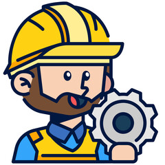 Engineer Job and Professions Filled Line Icon