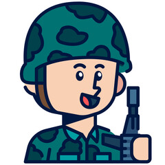 Soldier Job and Professions Filled Line Icon
