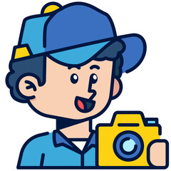 Photographer Job and Professions Filled Line Icon