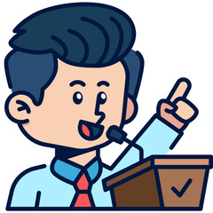 Politician Job and Professions Filled Line Icon