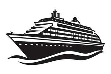 Cruise vector art silhouette illustration. Cruise ship and boat vector icon and ship icon silhouette illustration

