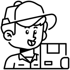 Courier Job and Professions Line Icon