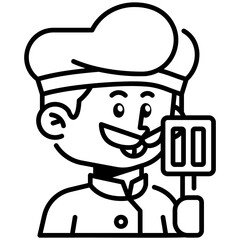 Chef Job and Professions Line Icon