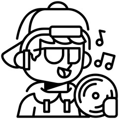 DJ Job and Professions Line Icon