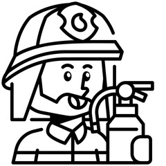 Fire_Fighter Job and Professions Line Icon