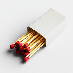 matchbox with matches spilling out, showcasing vibrant red tips and wooden sticks. This captures essence of everyday items, evoking sense of nostalgia and simplicity