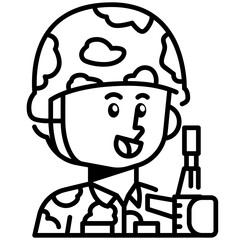 Soldier Job and Professions Line Icon