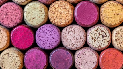 Colorful Wine Corks Background, Texture. Wine Shop, Tasting, Vineyard, Winemaking Concept