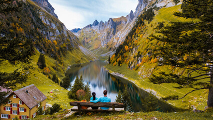 Serene view of Falensee in Appenzell, Switzerland during a tranquil autumn afternoon
