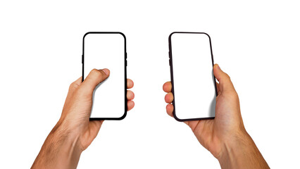 Hand Holding Smart Phone Mockup on Isolated Background Photo Realistic Premium Mockup