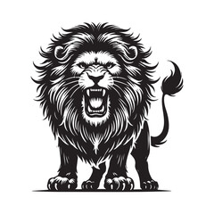 Obraz premium A black angry lion silhouette