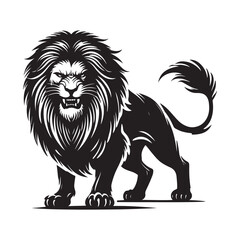 Obraz premium A black angry lion silhouette