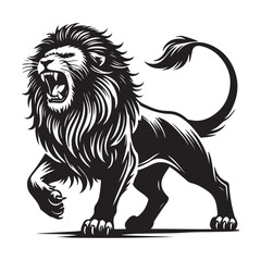 Fototapeta premium A black angry lion silhouette