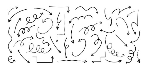 Hand-drawn decorative arrows and curved lines on white background