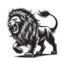 Fototapeta premium A black angry lion silhouette