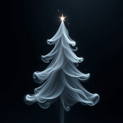 christmas tree of smoke on dark blue background