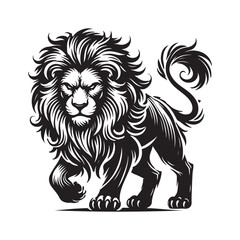 Fototapeta premium A black angry lion silhouette animal