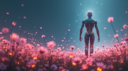 Naklejka premium Robotic Person Digital Painting