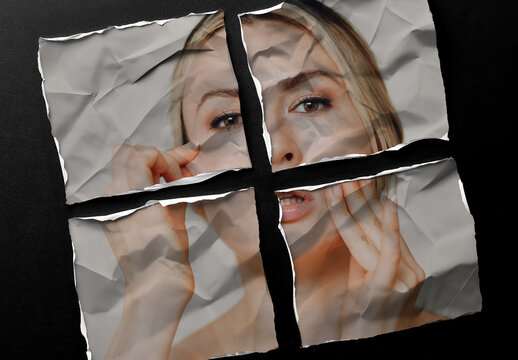 Mockup With Four Torn Paper Pieces