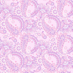 Seamless Paisley pattern in indian batik style. Floral illustration
