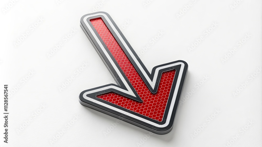 Aufkleber a red arrow pointing down on a white background