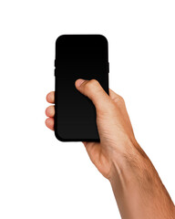 Hand Holding Smart Phone Mockup on Isolated Background Photo Realistic Premium Mockup