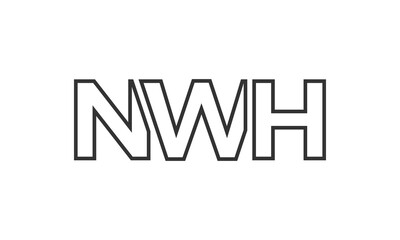 NWH logo design template with strong and modern bold text. Initial based vector logotype featuring simple and minimal typography. Trendy company identity.