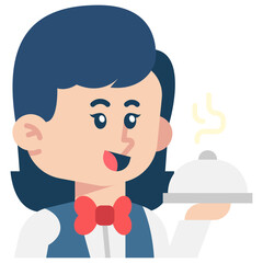 Female Waiter Job Black Fill Icon