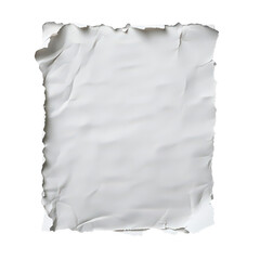 Fototapeta premium Piece of white paper with ripped edges, attached to the top by tape, isolated on transparent background