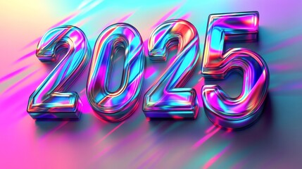 New Year's celebration 2025, A colorful font that reads "2025" in a stylized and artistic way
