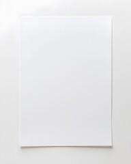 Blank White Sheet of Paper on White Background with Subtle Shadow