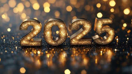 A large number of glittery letters spelling out the number twenty-five. Generative AI