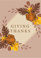 Thanksgiving Day Greeting card illustration for holidays.
