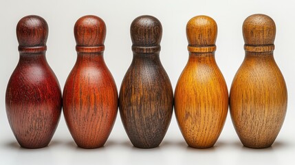 wooden pins bowling pins isolated on a white backgroun