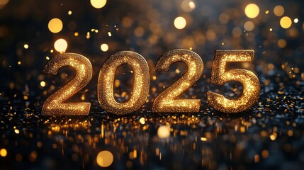 A large number of glittery letters spelling out the number twenty-five. Generative AI