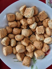 Lithuanian Christmas Eve biscuits Kūčiukai. Homemade traditional biscuits made from flour dough and poppy seeds