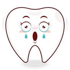 tooth scared face cartoon cute