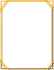 Golden geometric border frame isolated on white background, modern minimalistic design