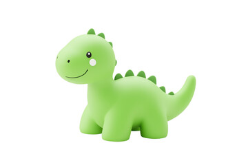 Fototapeta premium A cheerful green dinosaur figurine with a smiling face and subtle details, perfect for children's toys or decoration.