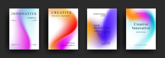 abstract gradient background template vector. Minimalist style posters cover with pastel colorful geometric shapes. Modern wallpaper design for social media, brochure, flyer, banner