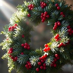 Christmas wreath with white background