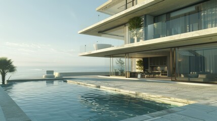 Obraz premium Seaside detached villa with pool and large terrace