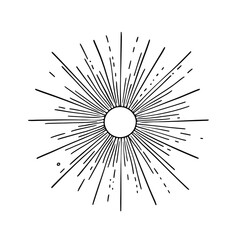 Obraz premium Black Comic Book Explosion Burst with Radial Lines on White Background