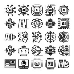 Artificial Intelligence Chip icon pack