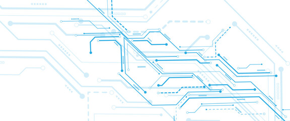 Vectors White and blue Abstract geometric dots and lines connection circuit concept. Hi tech digital connect, communication, High technology concept.