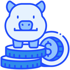 Piggy bank Blue Color icon