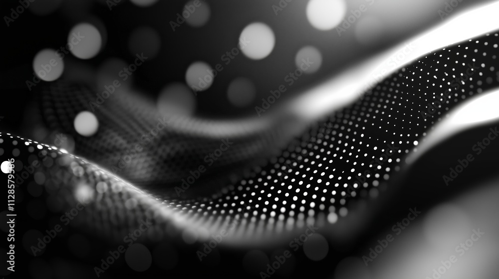 Poster patterns of light and shadow create a mesmerizing visual experience in a black and white abstract de